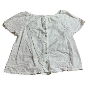 Terzo Millennio White Swiss Dot Button-Down Blouse | Made in Italy | Size M